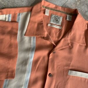 Pusser's West Indies XXL 100% Silk Camp Shirt Orange Cream Short Sleeve